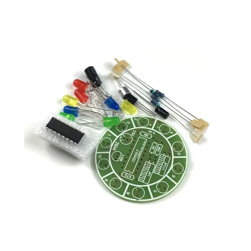 1set (parts) CD4017 Voice Controlled Rotating Colorful LED Circulating Water Lamp Kit DIY Microphone Voice Electronic Control