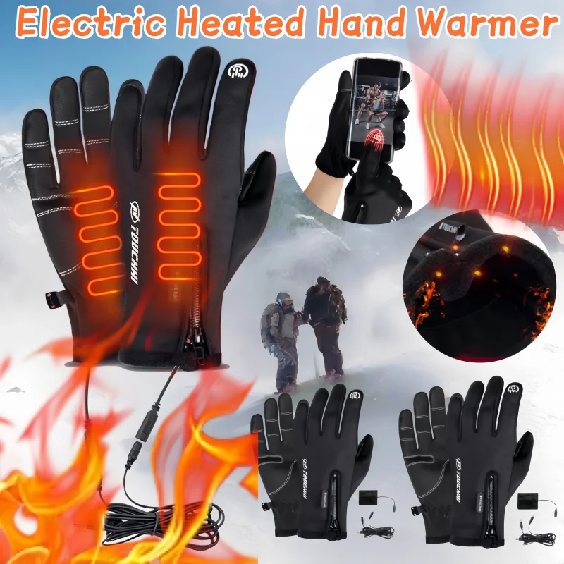 

1/2Pair M-2XL USB Winter Gloves Electric Heating Hand Warmer Thermal GlovesWaterproof Snowboard Cycling Motorcycle Bicycle Ski O