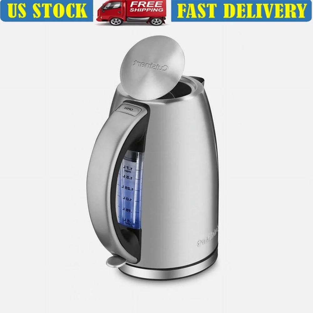 

1500W Electric Kettle 1.7L Stainless Steel 360° Swivel Cordless Programmable Hot Beverage System Auto Shutoff Self Clean