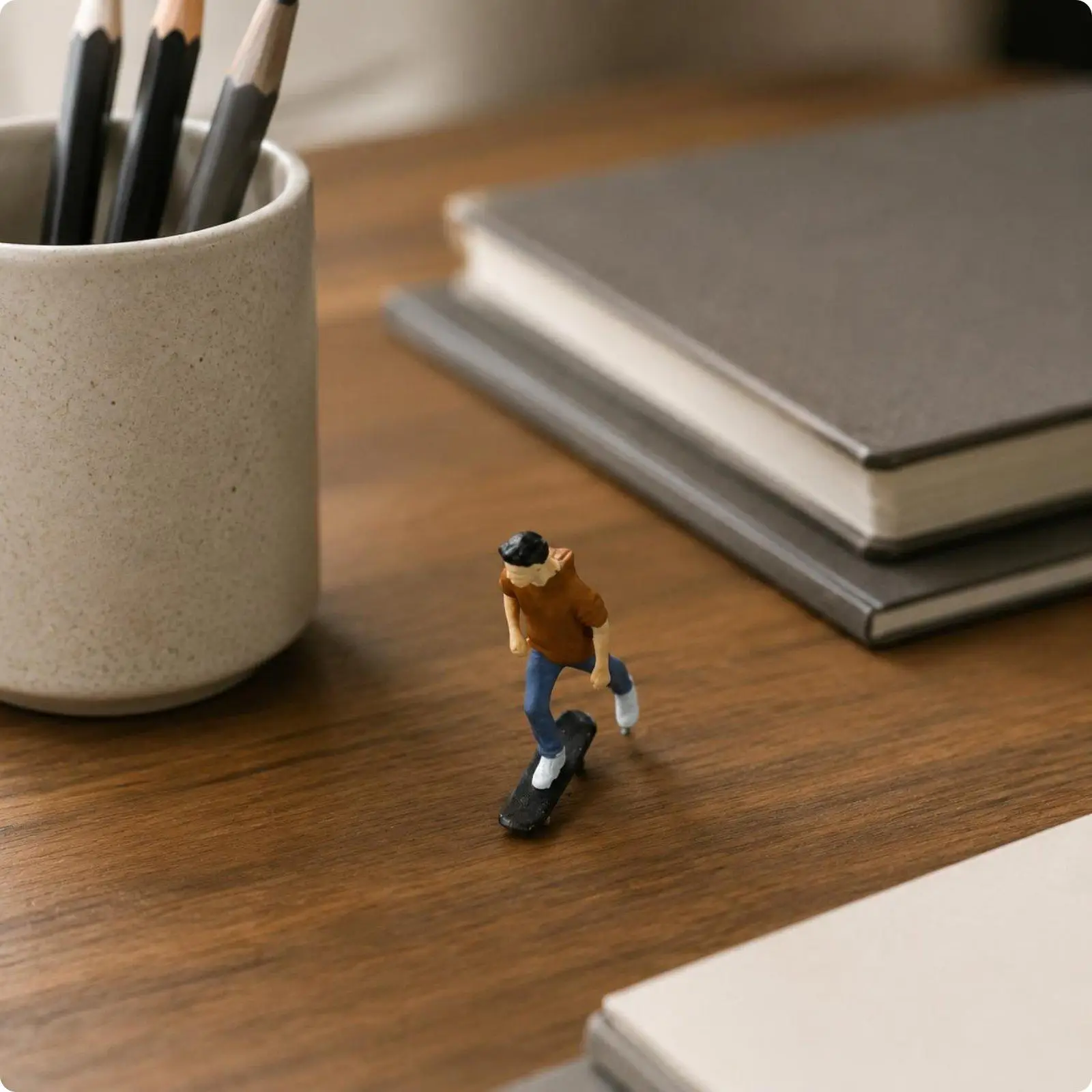 Hand Painted Skate Boy Resin Mini Figurine 1 64 Tiny Street Model Character for Diorama Collections