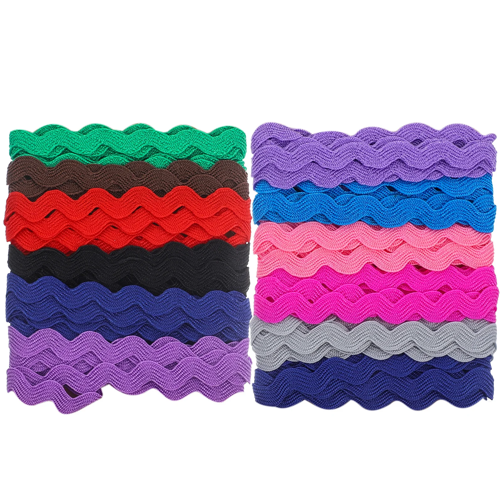 

2 Roll 8Mm S Shape Wavy Ribbon Fabric Colored Lace 6 Yards Six Colors for Edging Skirt Waistband DIY Craft Projects