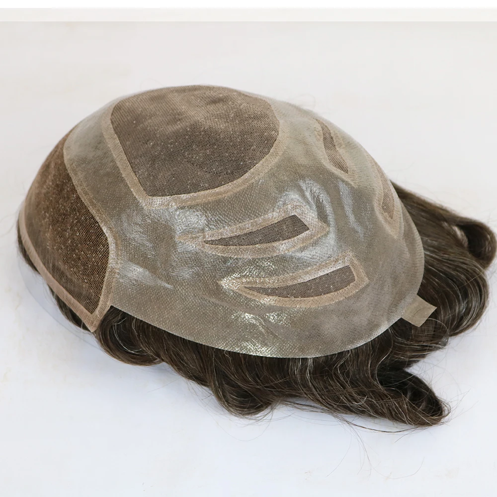 خط شعر طبيعي فائق غير مرئي بعقدة واحدة عالي الدقة من الدانتيل الأمامي شعر مستعار للرجال 20 #   1ب30 #   شعر مستعار ذكر أشقر أسود ورمادي