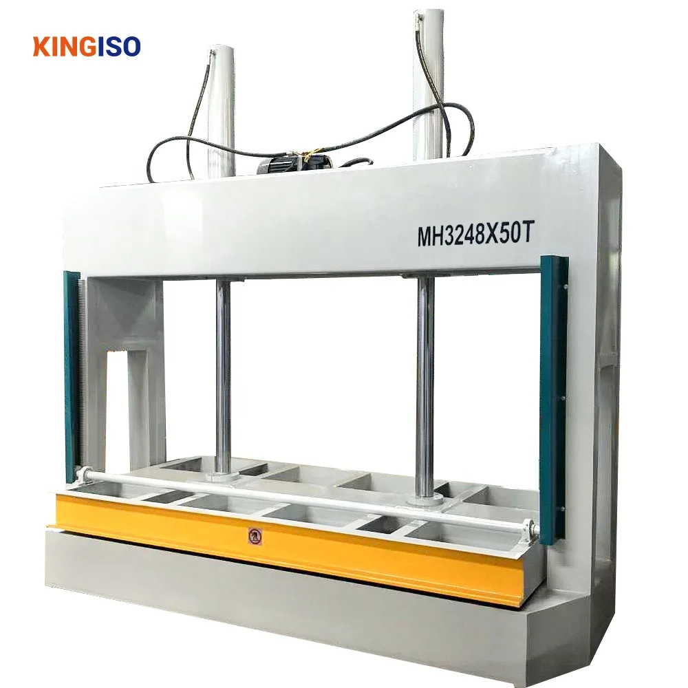 KINGISO 50t 80t 100t 200t Plywood Laminating Hydraulic Wood Door Cold Press Machine With Feeding Rollers