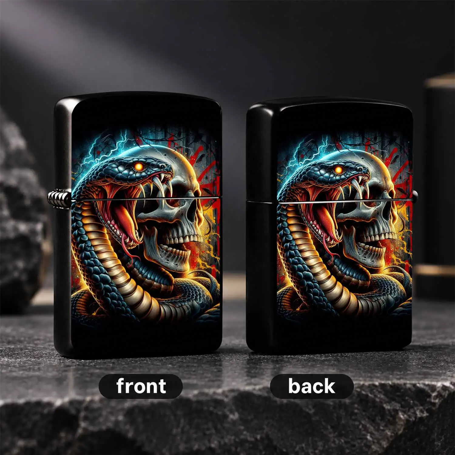 Stylish Viper Skull Themed Portable Lighter, Unique Art Pattern All-Scene Usable Ignition Accessory, Ideal For Daily Commute Outdoor Trips, Exquisite Trendy Practical Gift Choice For Friends And Hobbyists, Durable High-Identification Person
