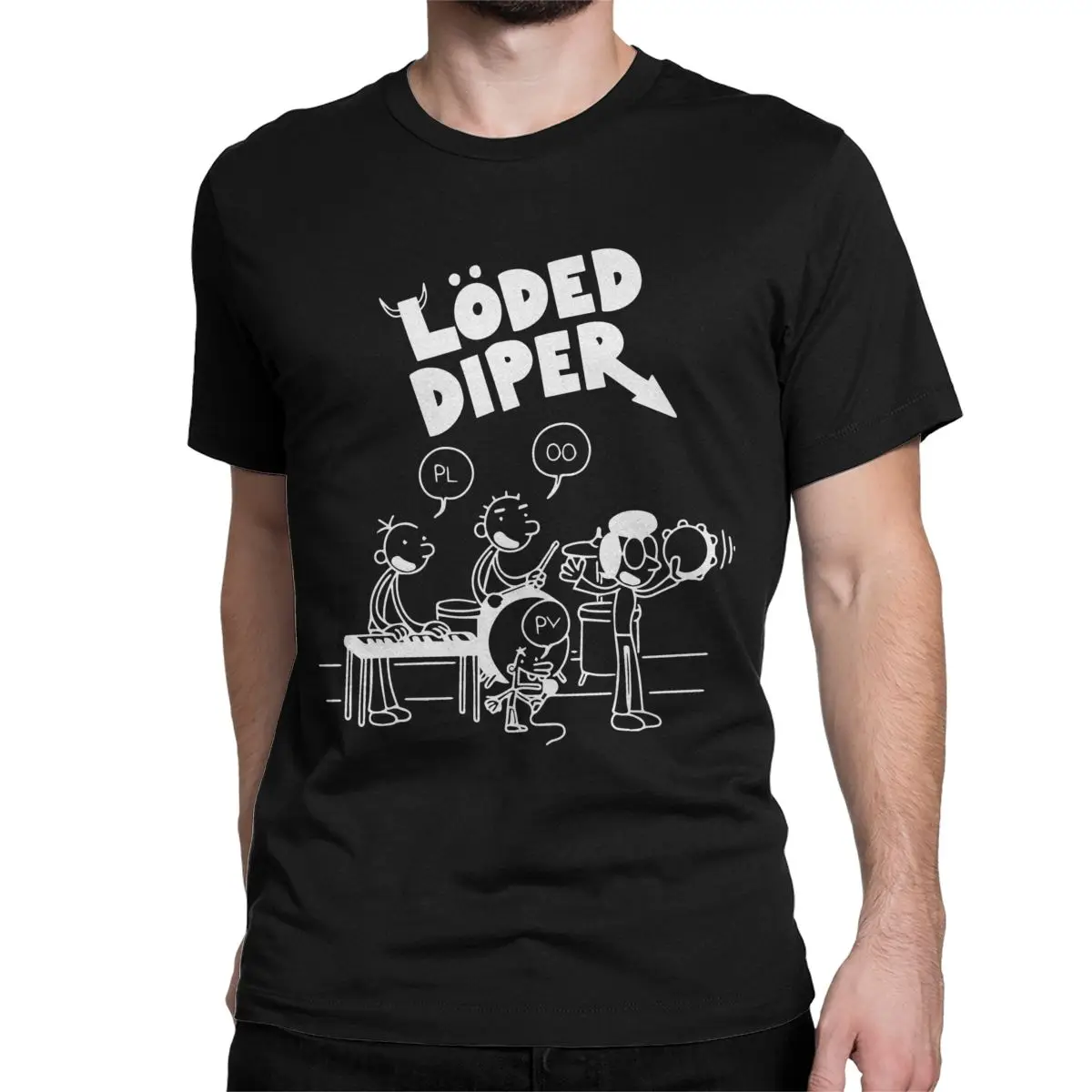 Music Band Rodrick Rules Wimpy Kid T Shirt for Men Women Pure Cotton  T-Shirts Crewneck Loded Diper Tee Shirt Clothing Plus Size