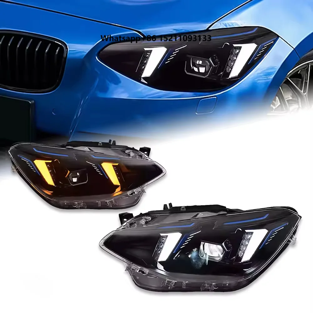 For 1 Series F20 2012-2014 LED Headlight Assembly Lens 116i 118i 120i Dual Color DRL Signal Lamp Front Auto