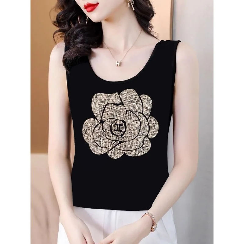 Diamond Sling Vest Women's Elastic New Large Size Spring Autumn Inner Wear Shirt Summer Outfits Sleeveless Tank Top