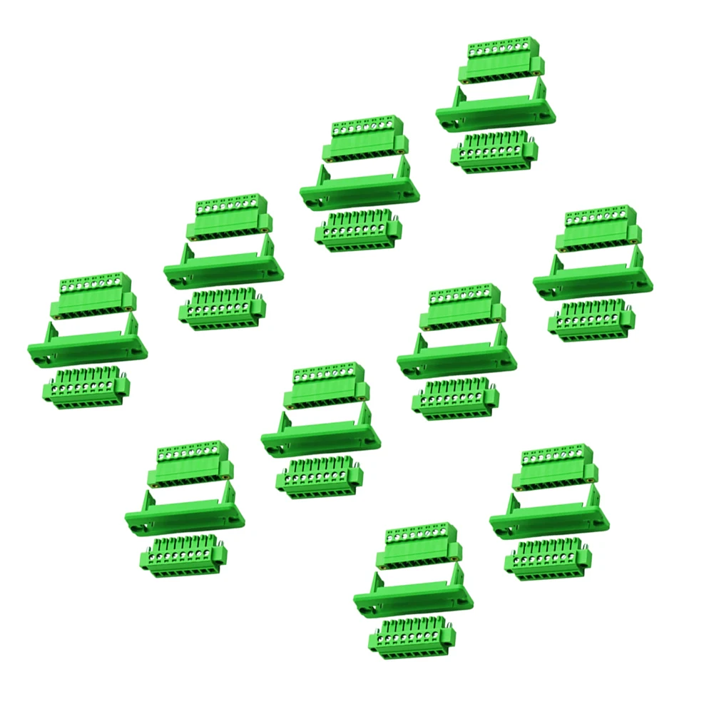 10 Pair 3.81mm Pluggable Terminal Block Kit with Flame Retardant PA66 V0 Housing for High Temperature Environments