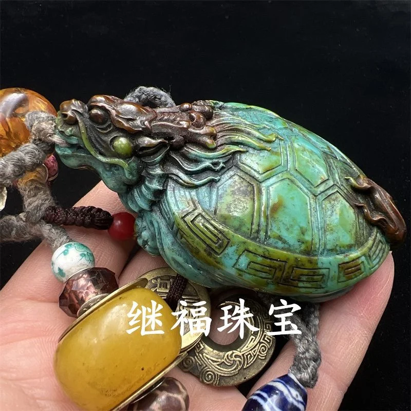 

Old Baojiang Handheld Pendant, Turtle Carving, Turtle Carving, Silver, Five Emperors Coins, Accessories, Accessories