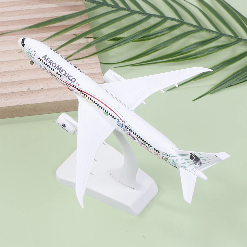 20cm ar mexicano aeroméxico companhias aéreas boeing 787 b787 airways liga de metal avião modelo diecast avião modelo rodas aeronaves