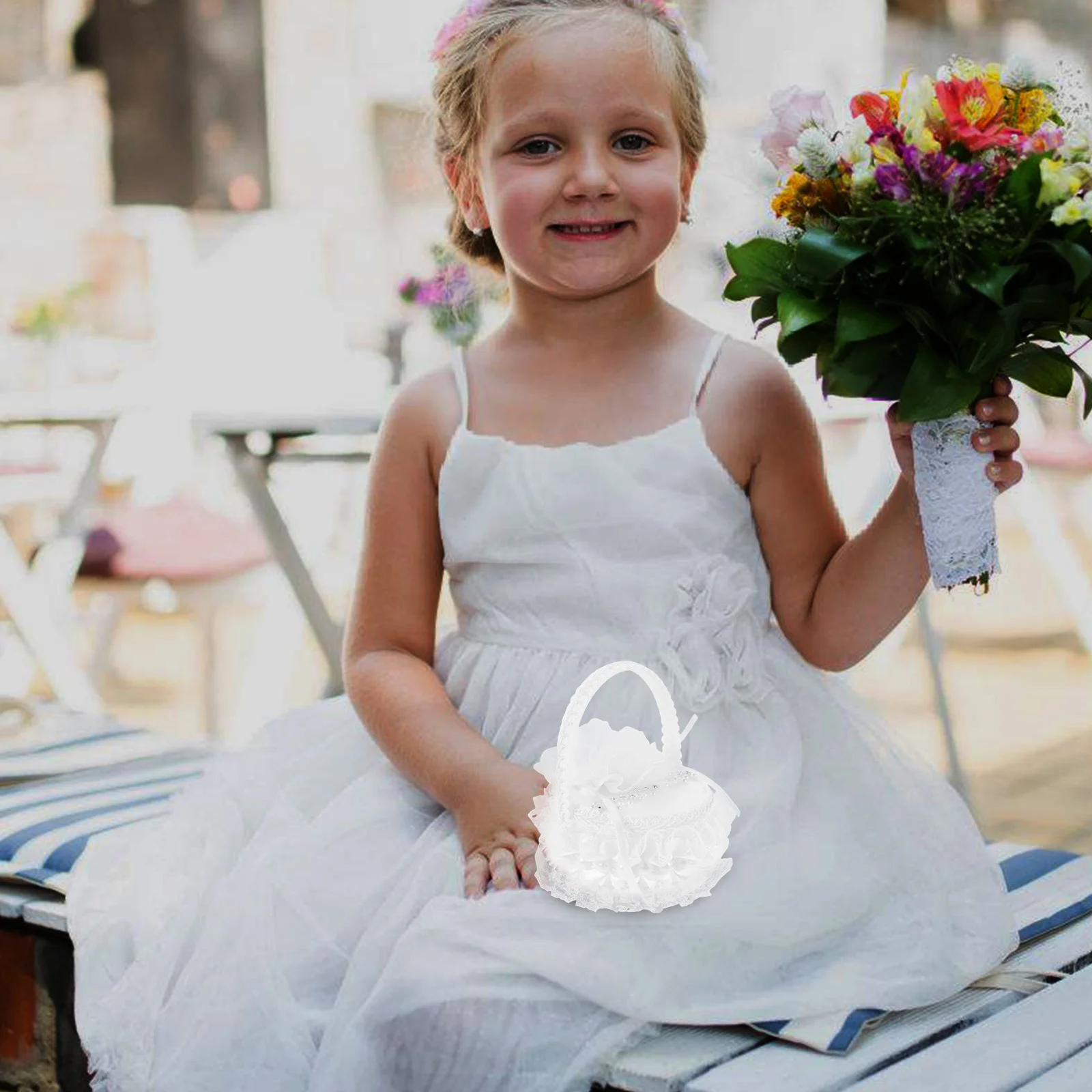 صندوق خاتم زفاف أنيق من الدانتيل الأبيض لملحقات خطوبة فتاة الزهور سلة اقتراح على شكل قماش عالي الجودة من البلاستيك