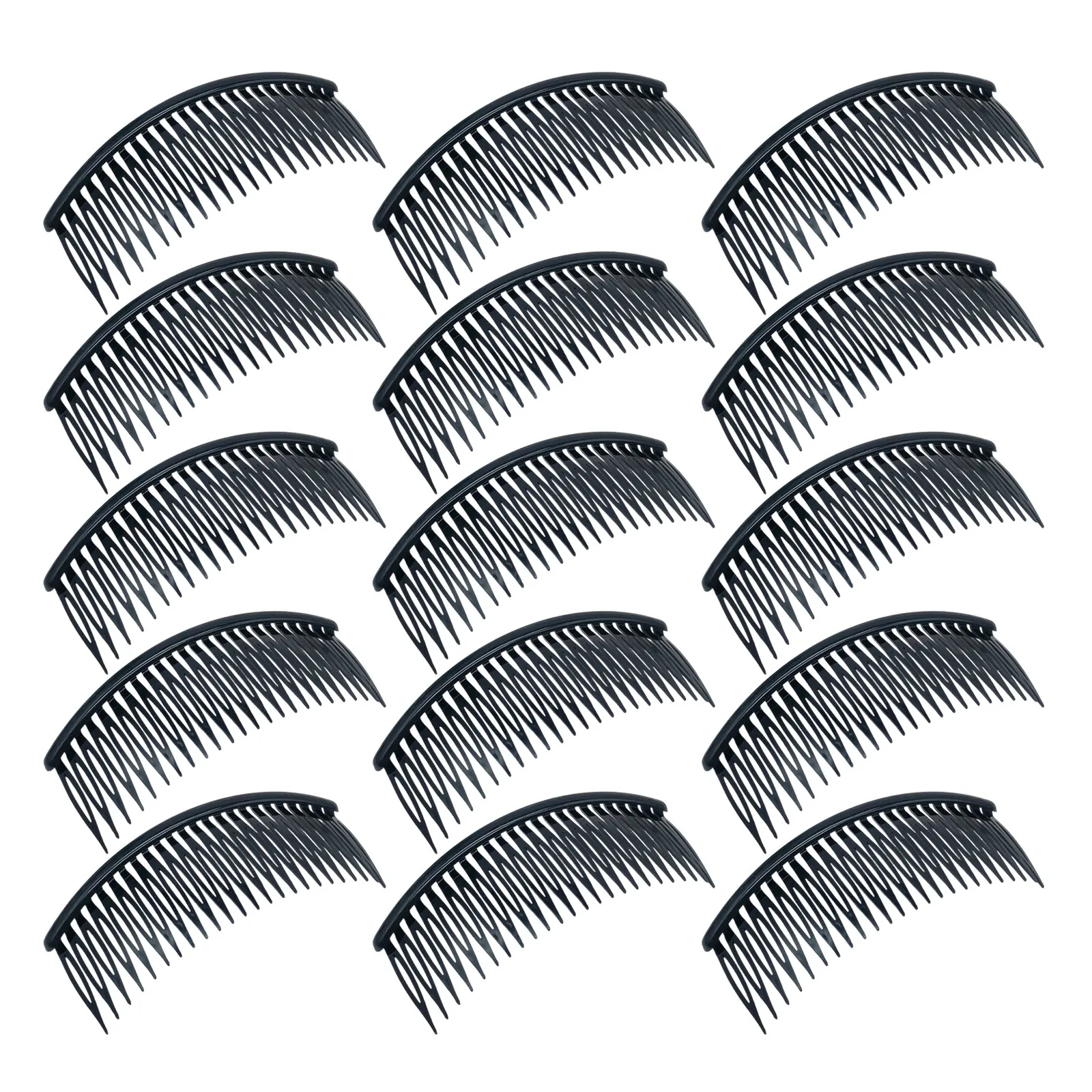 48Pcs Large Black Plastic Hair Side Combs 12cm Slide Bun Holder 24 Teeth Hair Styling Clips for Women DIY Hairstyles