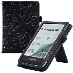 Stand Case for PocketBook 740 InkPad 3 Pro/InkPad 3 Color e-Reader - PU Leather Sleeve Cover with Hand Strap and Auto Sleep/Wake