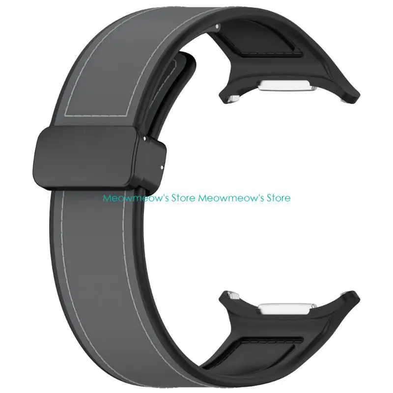 47mm 장치 용 W91A 범용 실리콘 가죽 마그네틱 워치 밴드 땀 방지 경량 인체 공학 디자인 여러 차례