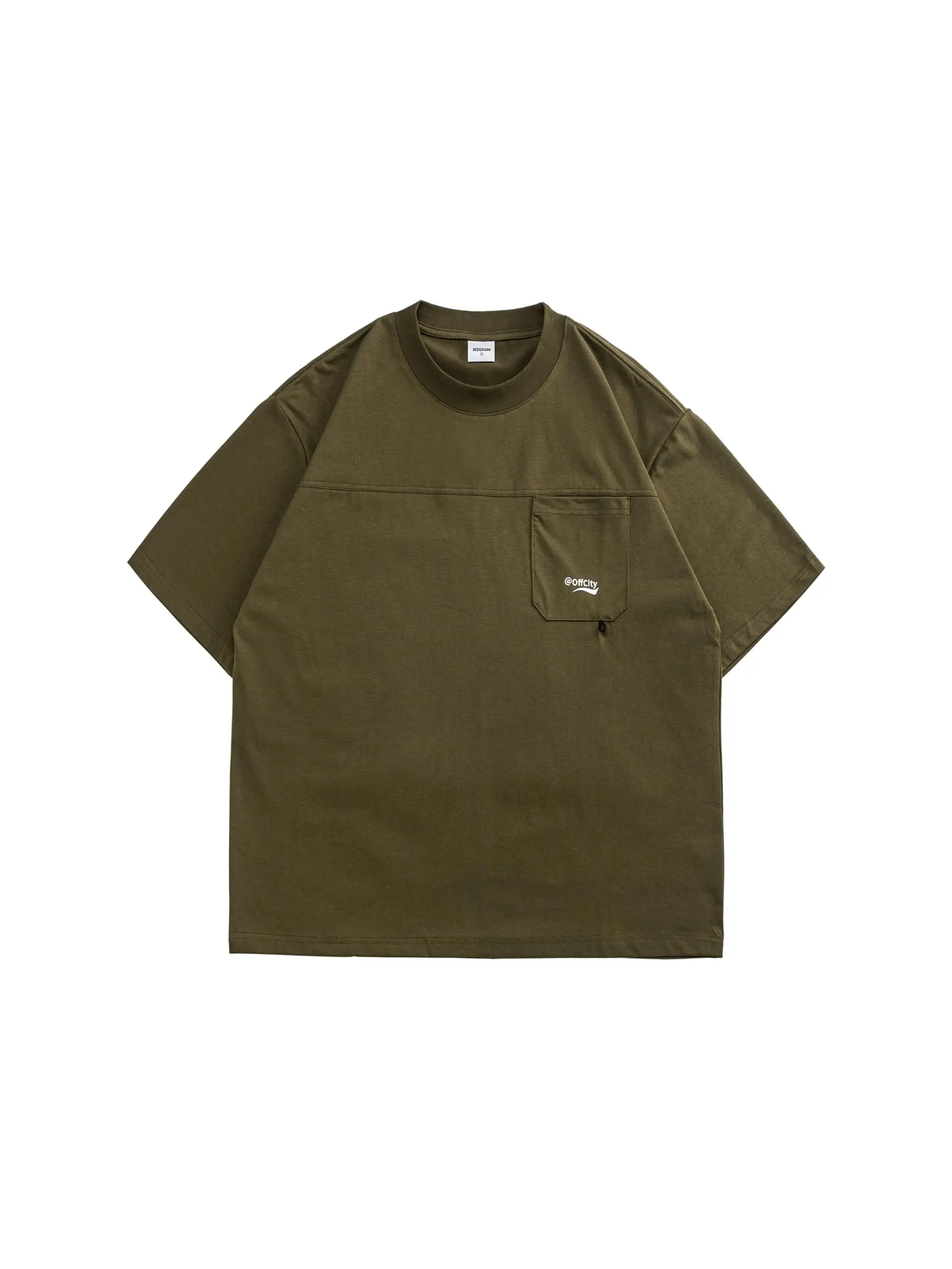 

NEOISM 2025 Summer round Ne Loose Casual ort Sve T-irt with Chest ket Design Breathable Youth Faion China Made