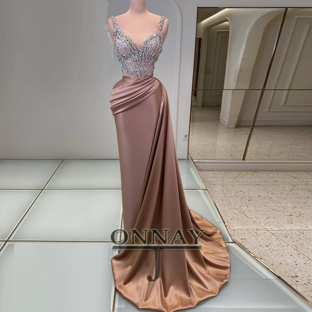 

Customized Civil Mermaid Evening Dresses Long Crystals Dubai Saudi Celebrity Gown Vestidos De Fiesta Bespoke Pageant Costume