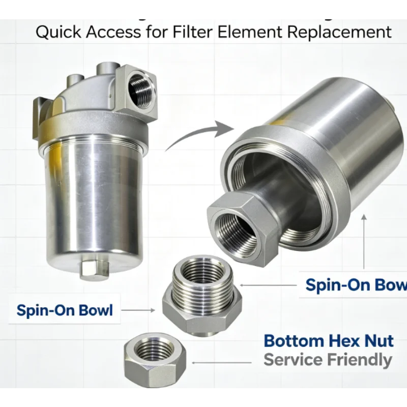 1/2 Female Thread Aluminum Alloy Fuel Filter Housing Cleanable Strainer for Diesel Methanol Vegetable Oil Oil Burner Boiler