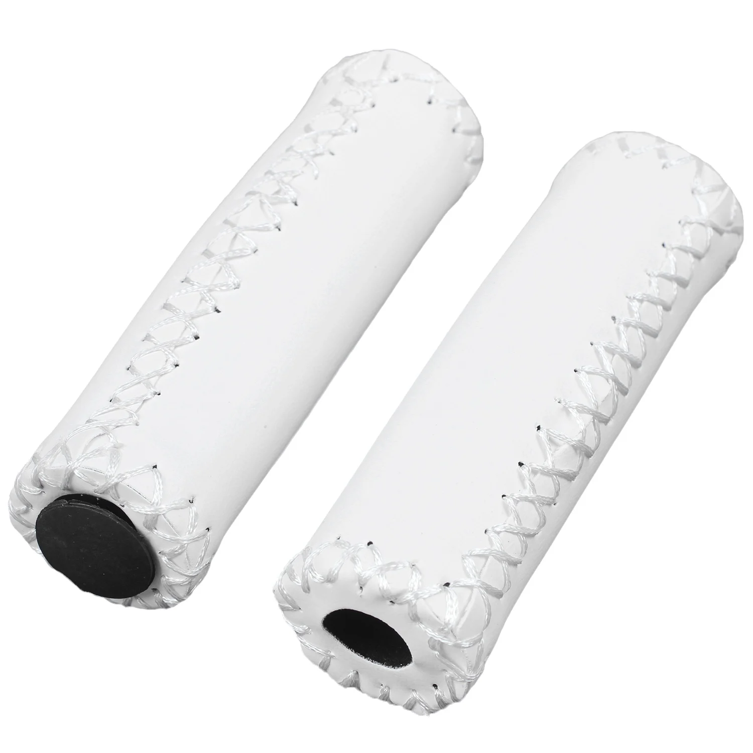 Pair Vintage leather bicycle Grips Grips trekking handlebars Cover Colour: White