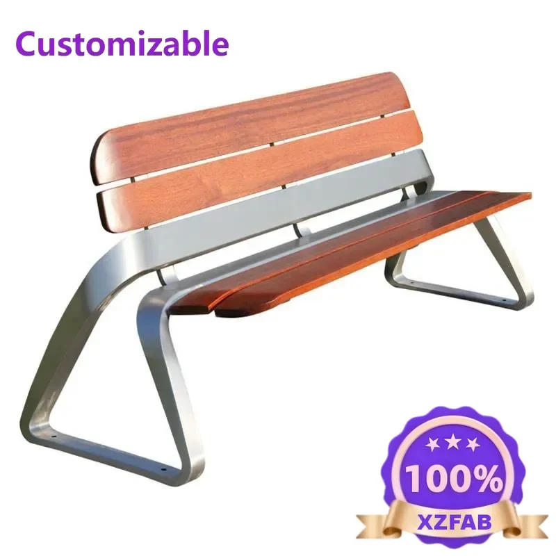 Factory Direct 2026 Top Stainless steel park chair outdoor plastic wood chair backrest pineapple grid solid wood park leisure ch
