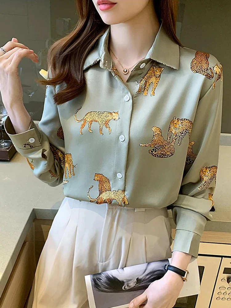 New Spring Women Blouses chiffon shirts Fashion elegant ladies printed shirts Long Sleeve Tops Blusas Mujer