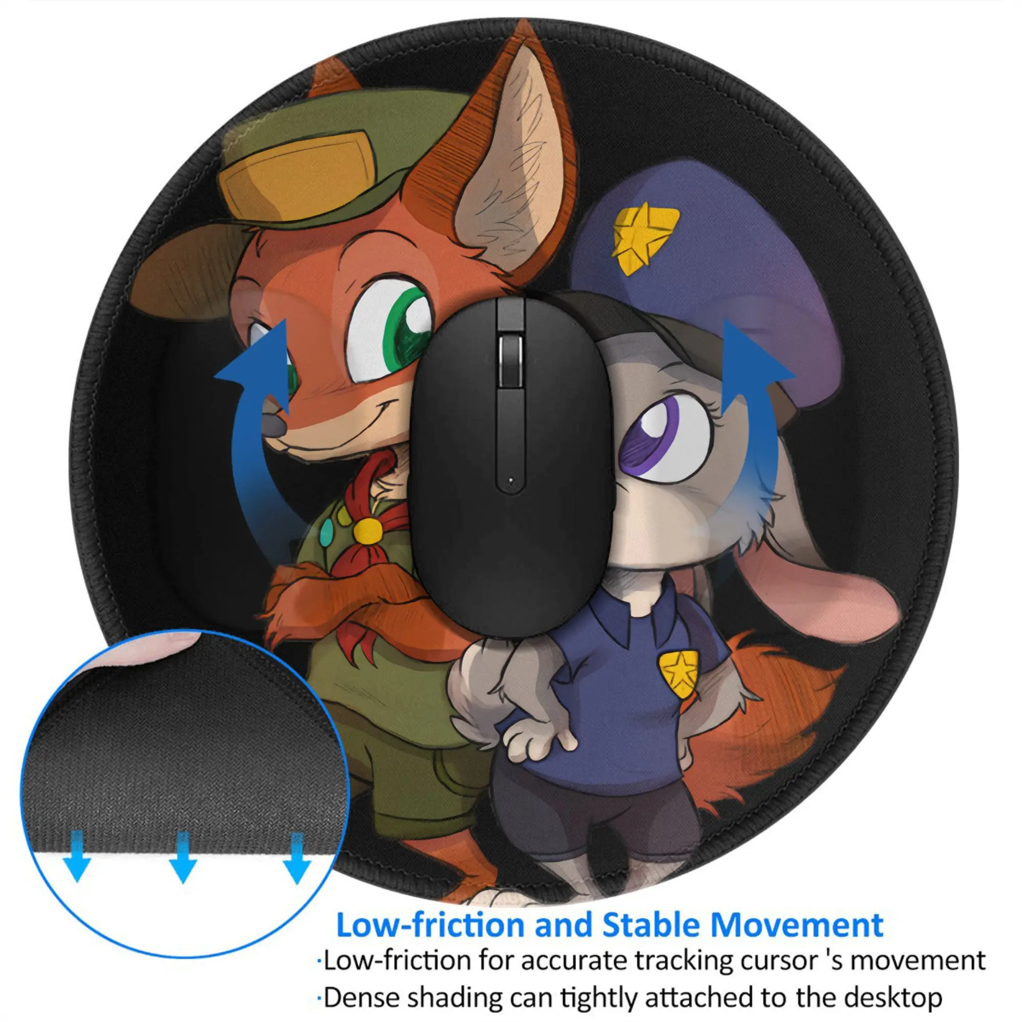 Zootopia Round Mini Mouse Pad Rug Anti-slip Mat Desktop 8in Game Computer Mat Gaming Rubber Mouse Mat