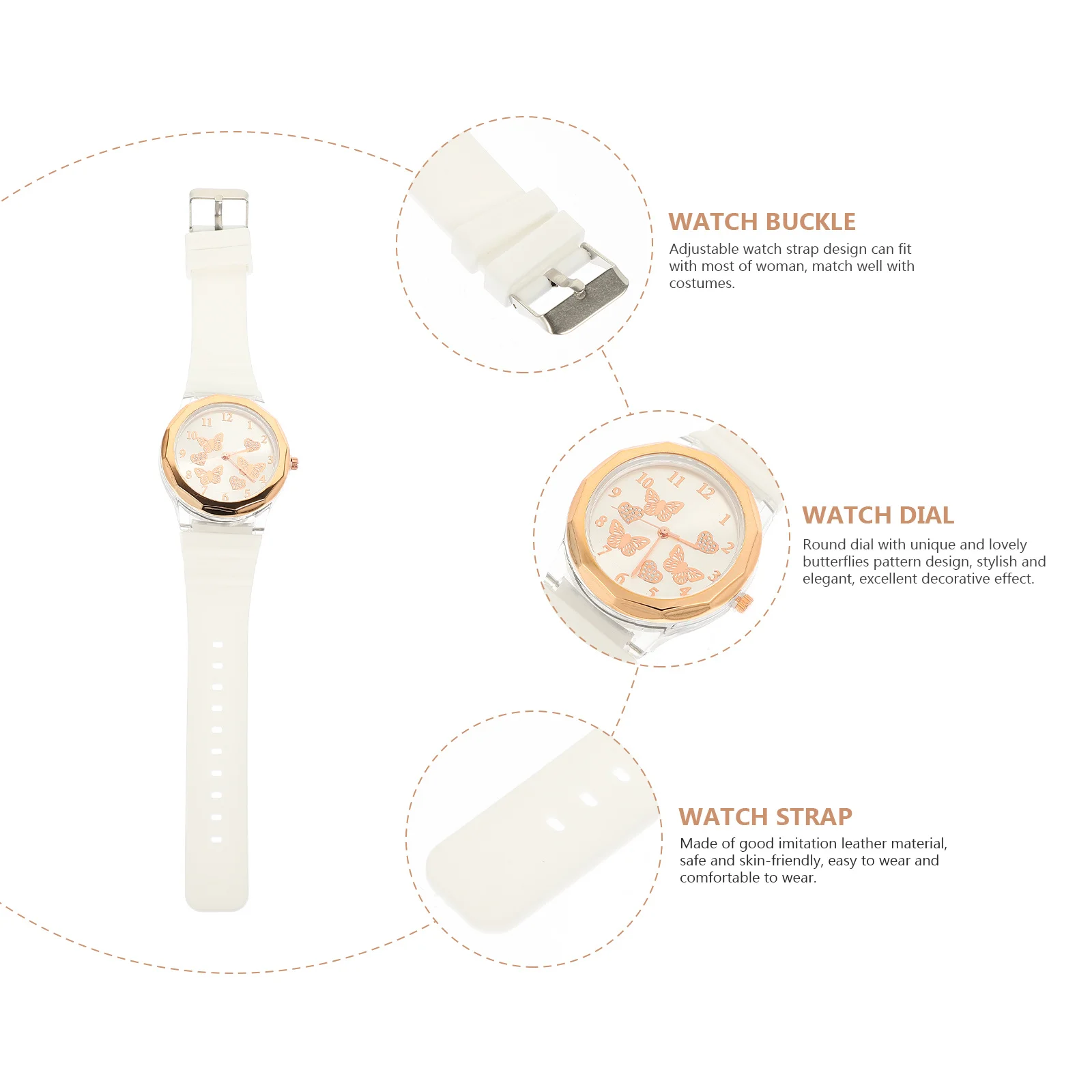 

Butterfly Silicone Round Dial Women Wristwatch Fashion Timepiece Butterflies Watch Butterflies Lady Watch