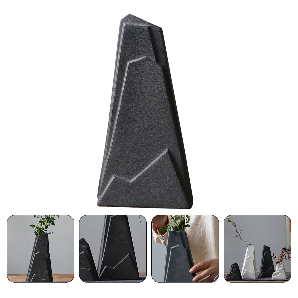 

Indoor Plant Pots Fake Mountain Flowerpot Storage Ceramic Rockery Creative Adornment Black Small Decoration