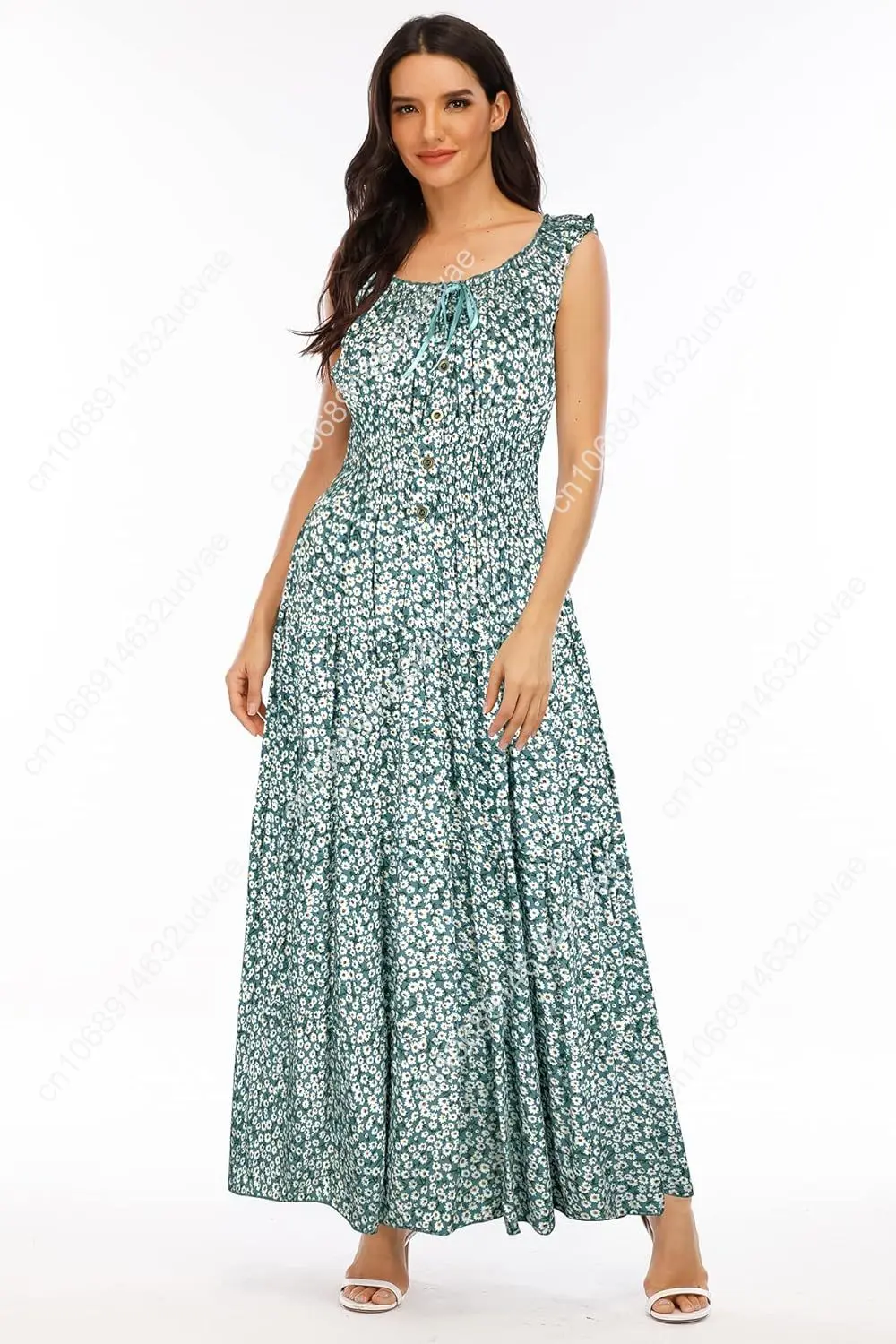 Feminino 2025 verão boho floral estampado em camadas casual flowy longo maxi vestido
