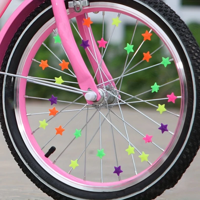 35pcs Colorful Star-Shaped Heart- Shaped Plastic Bicycle Spokes Beads - Perfect Decorative Accessories (Random Color)