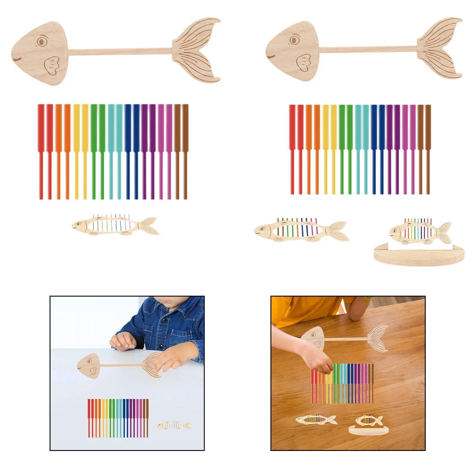 Jouet d'activité de tri d'os de poisson pour les enfants apprenant la reconnaissance et la coordination des couleurs