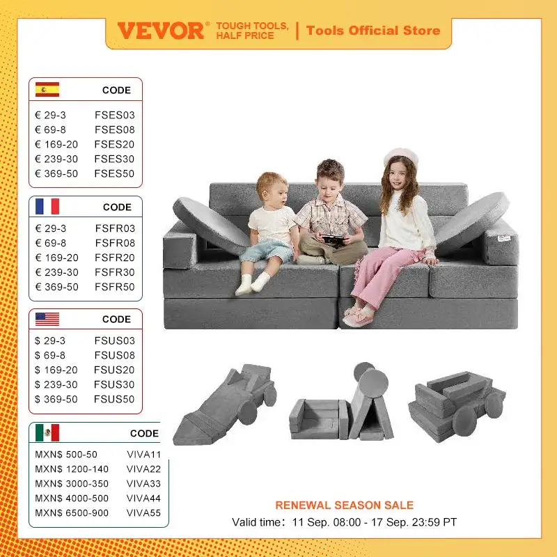 VEVOR Play Couch Kids Sofa Toddler Foam Sofa Couch with High-density 25D Sponge for Playing Creativing Sleeping Kids Furniture