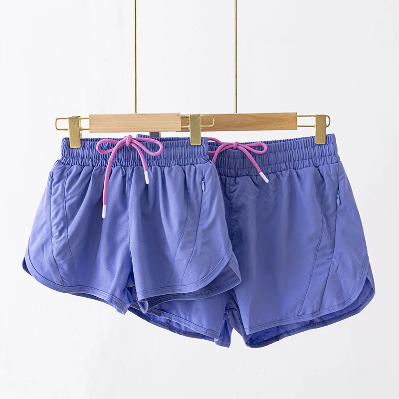 Girls Running Shorts with Pocket Anti-Slip Elastic Sportswear Yoga Shorts Gym Athletic 2 in 1 Active Kids Short Fitness Children
