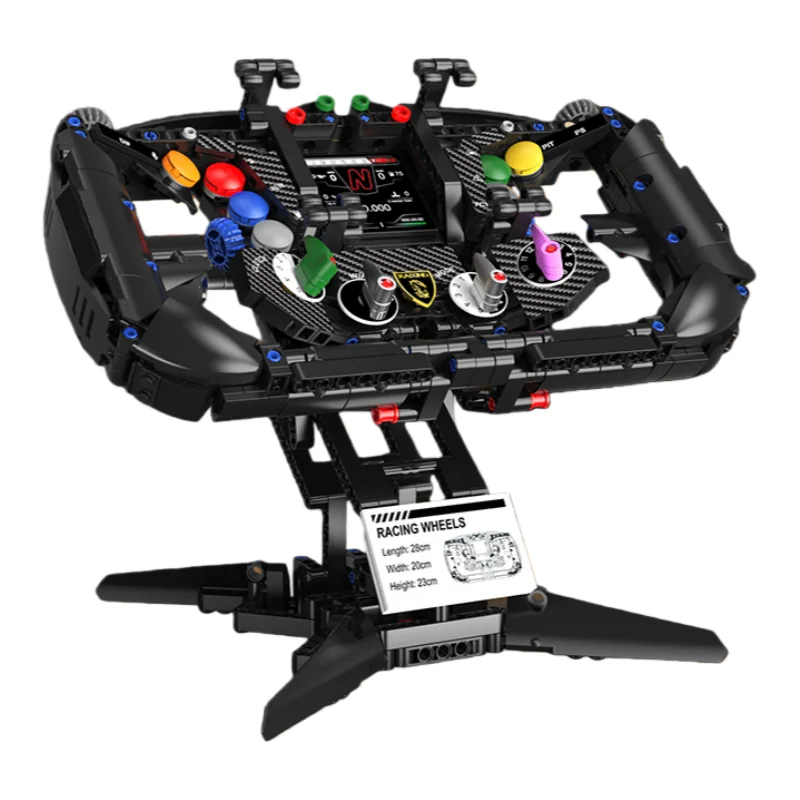 

Simulator steering wheel with glow-in-the-dark building blocks set, educational building toy, ornament, birthday gift for boys