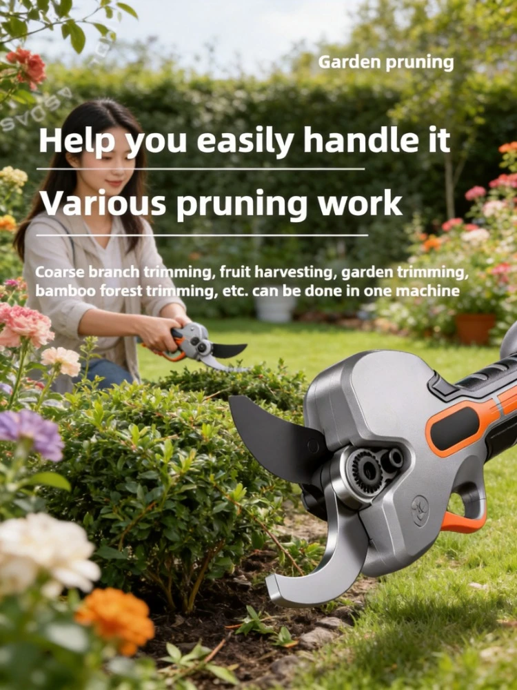 Rechargeable Handheld Electric Pruning Shears Fruit Tree Branch Cutter Sharp Durable Ergonomic Anti-slip