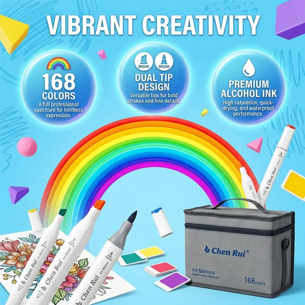 48/60Pcs Portable Alcohol Ink Alcohol Markers Dual Tip Brush Tip Art Marker Set Chisel Tip Drawing Markers Drawing