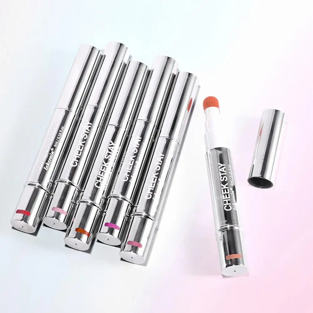 

6 Colour Matte Liquid BlushEasy To Apply Long Lasting Blush Head Sponge Waterproof Brush Z8B8
