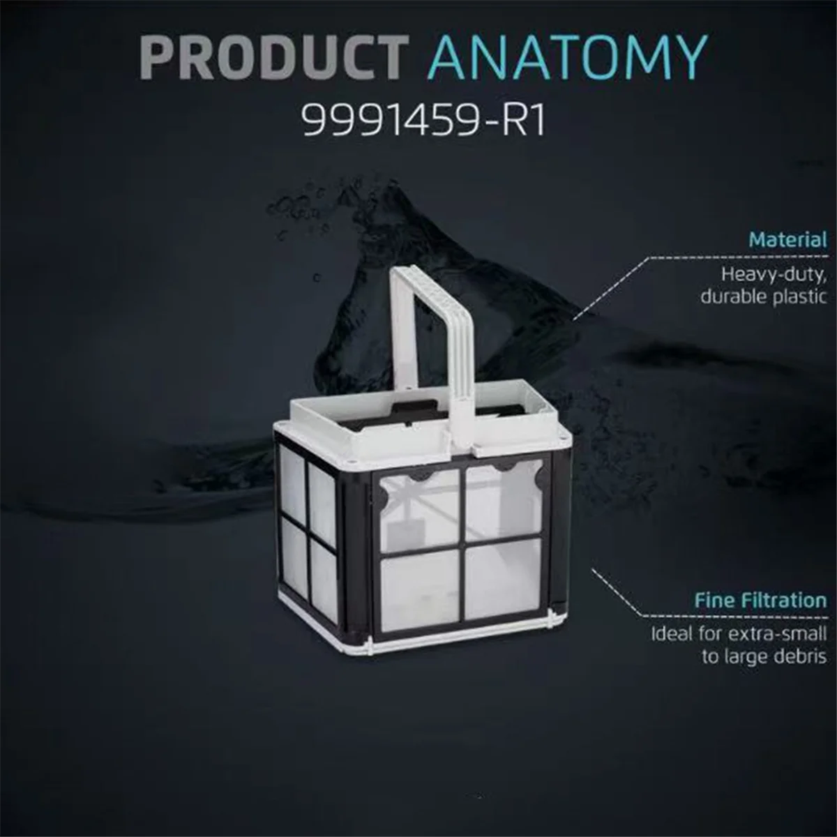 NIEUW Ultrafijne filtermand 9991459 -R1 voor Dol-Phin Robotic zwembadreinigers S50 Active 10 ultrafijne filtermand