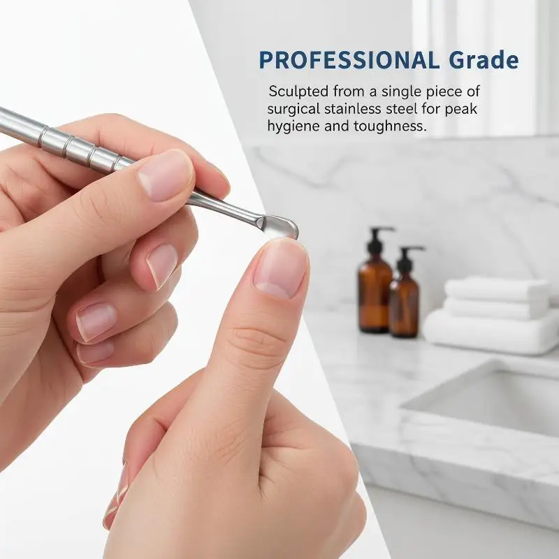 Stainless Steel Double‑Ended Cuticle Pusher Beveled Head Cuticle Remover Manicure Stick Nail Grinding File For Manicure Tool