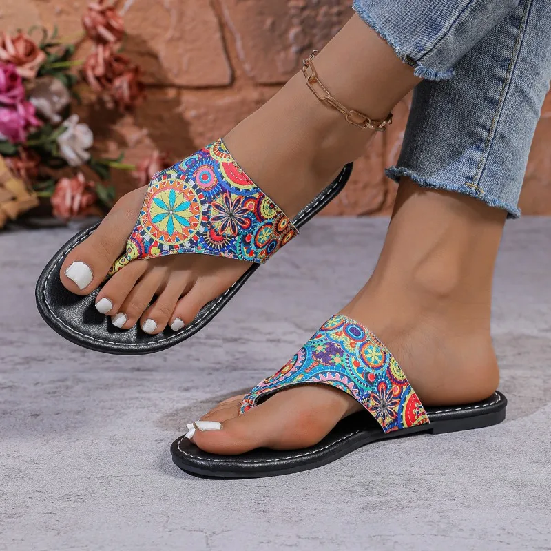 Printed Pattern Women\'s Slippers Summer New Casual Flat Shoes Elegant Beach Women\'s Flip Flops Women\'s Flip Flops Flip Flops