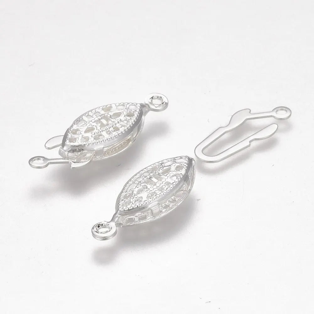10Set Stainless Steel Horse Eye Box Clasps Silver Color Plated Multi-Strand Clasps Horse Eye Charm Connector Links for Layered view 2