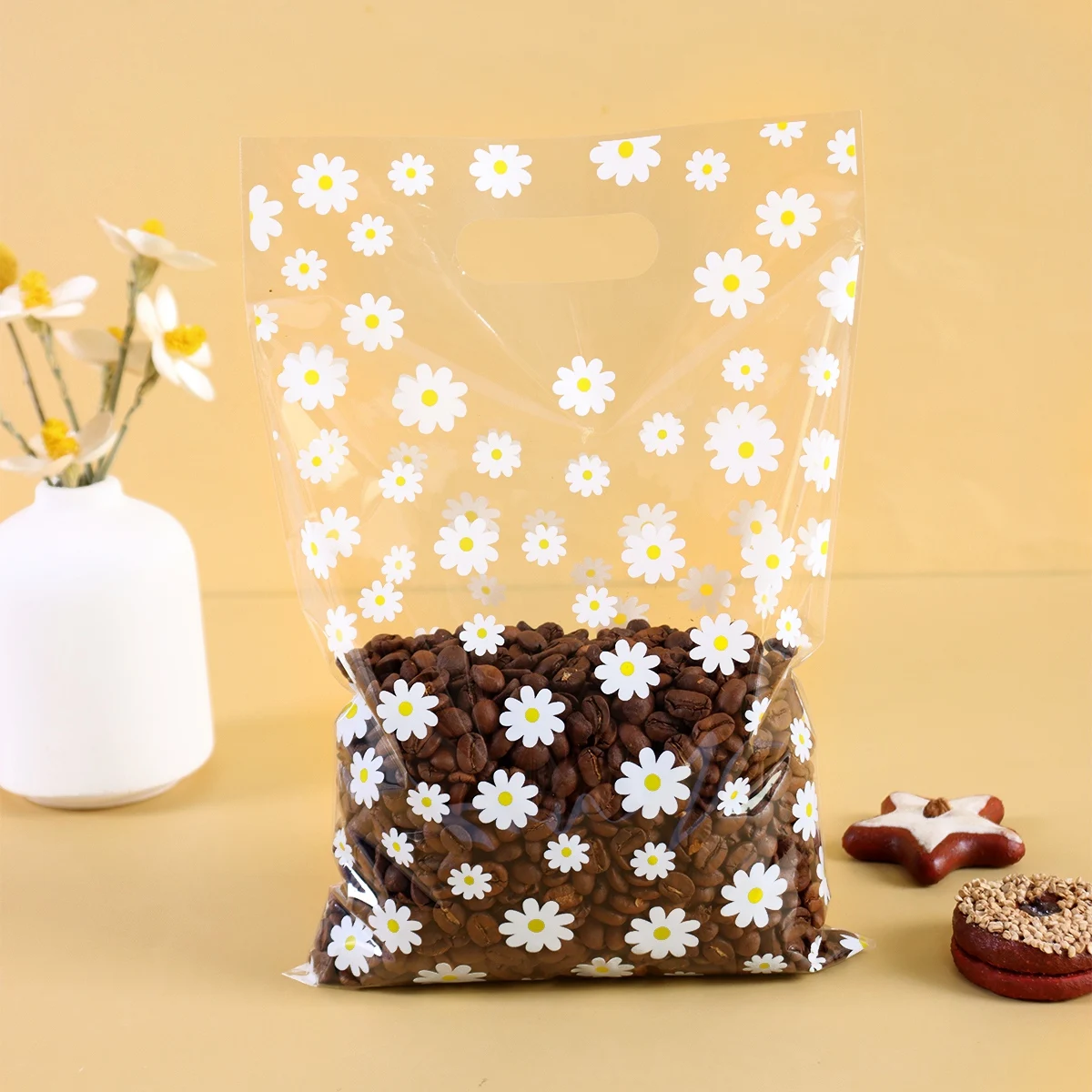 25/50/100 Stück Gänseblümchen-Geschenktüten, Frühlings-Motto-Handtaschen, Snack-Geschenkverpackung zum 1. Geburtstag für saisonale Partygeschenke – Detail 1