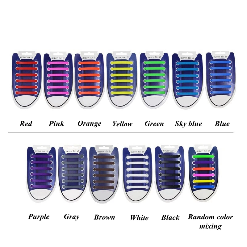 12 Pcs/1 Set Silicone Shoelaces Without Ties Elastic Shoe Laces For Sneakers Young Students Sports Competition Lazy Shoelace