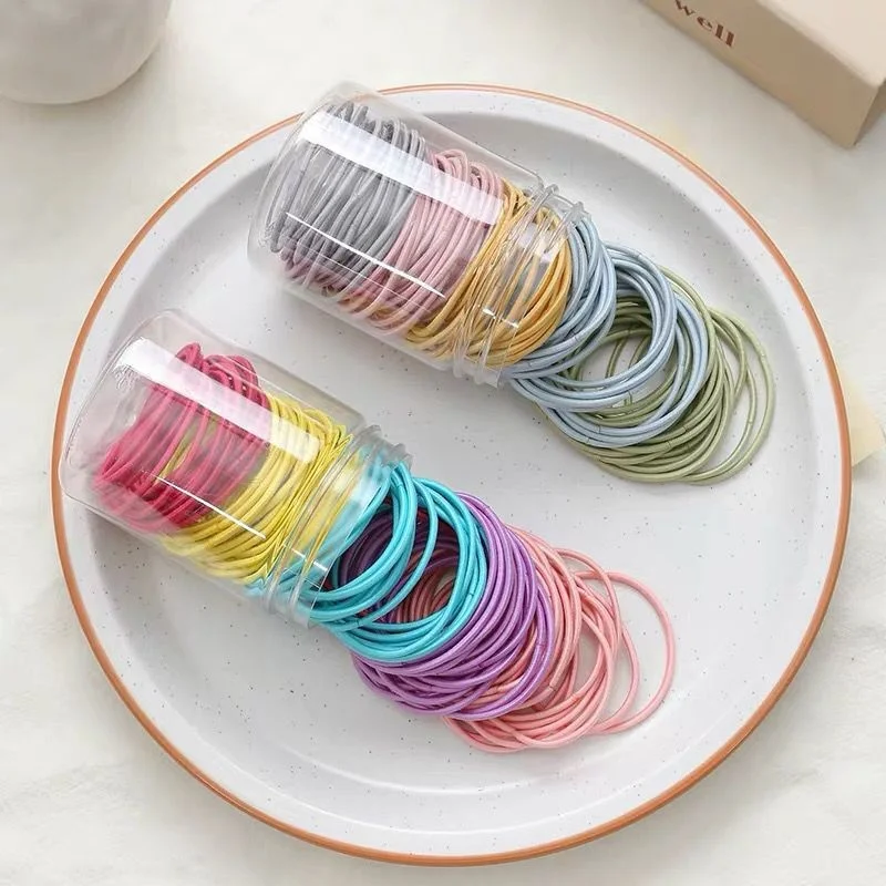 Diademas elásticas pequeñas y coloridas para mujer, accesorios para el cabello para bebé, tocado de goma, 100 unids/set