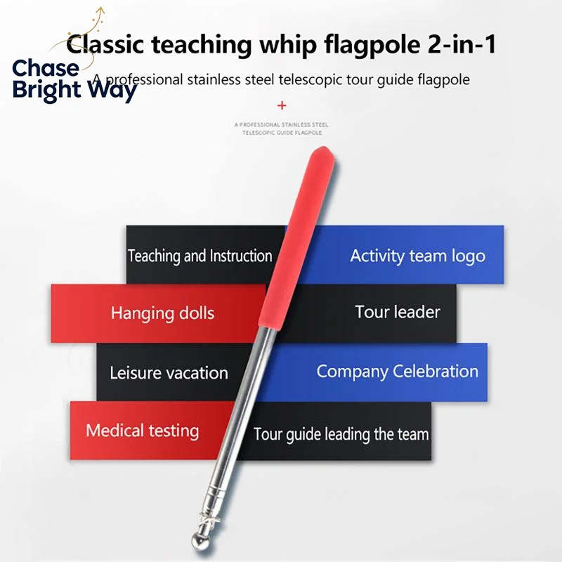 Portable 1.2M Telescopic Steel Teaching Wand Lightweight Flag Pointer Stick for Trainer Parade Guide Presentation