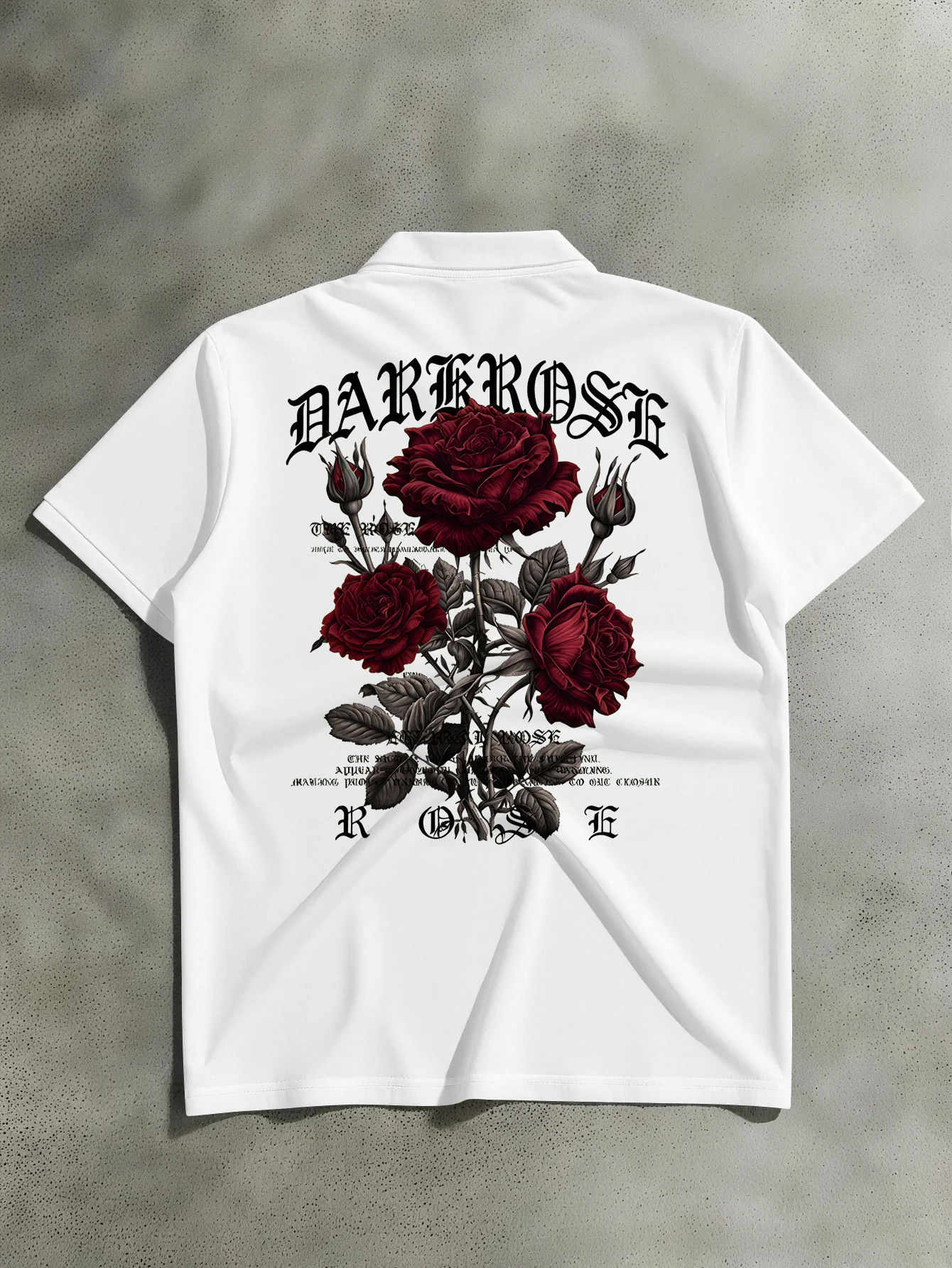 Men's Summer Retro American-style Trendy Men's Short-sleeved Polo Shirt with Red Rose Print Fashionable and Casual