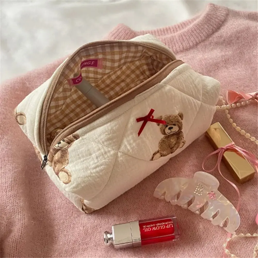 Large Capacity Travel Toiletry Bag Accessories Soft Cotton Makeup Brush Bag Cute Cosmetic Pouch