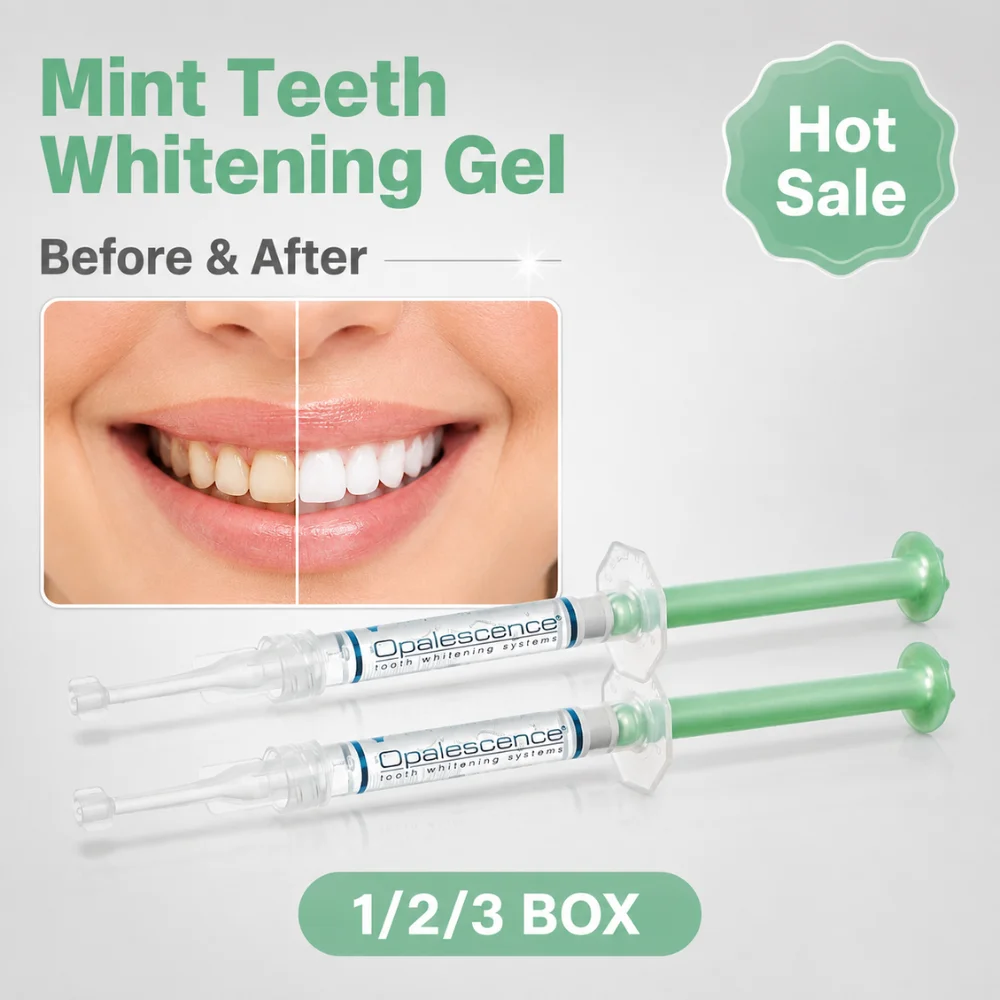 1.2ml x2 Mint Teeth Whitening Gel Syringe Precise Applicator for Yellow Teeth Coffee Tea Tobacco Stain Removal Oral Care