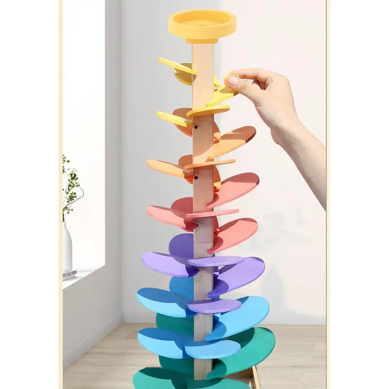 لعبة قطرة الكرة يترك شجرة Bocce كرة أطفال المسار الخشبي التعليم المبكر لعبة الإدراك الملون الجذعية تعلم تكامل الموسيقى