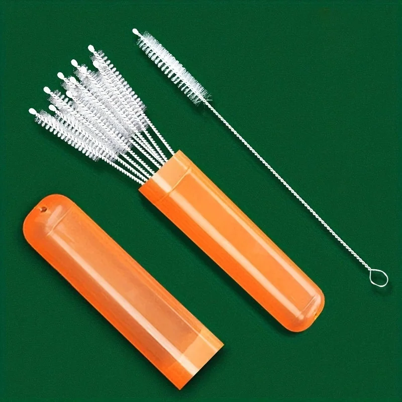 

10 straw brushes + 1 storage box, extra-long straw cleaning brush set - suitable for large cups, straw cups, water bottles, etc