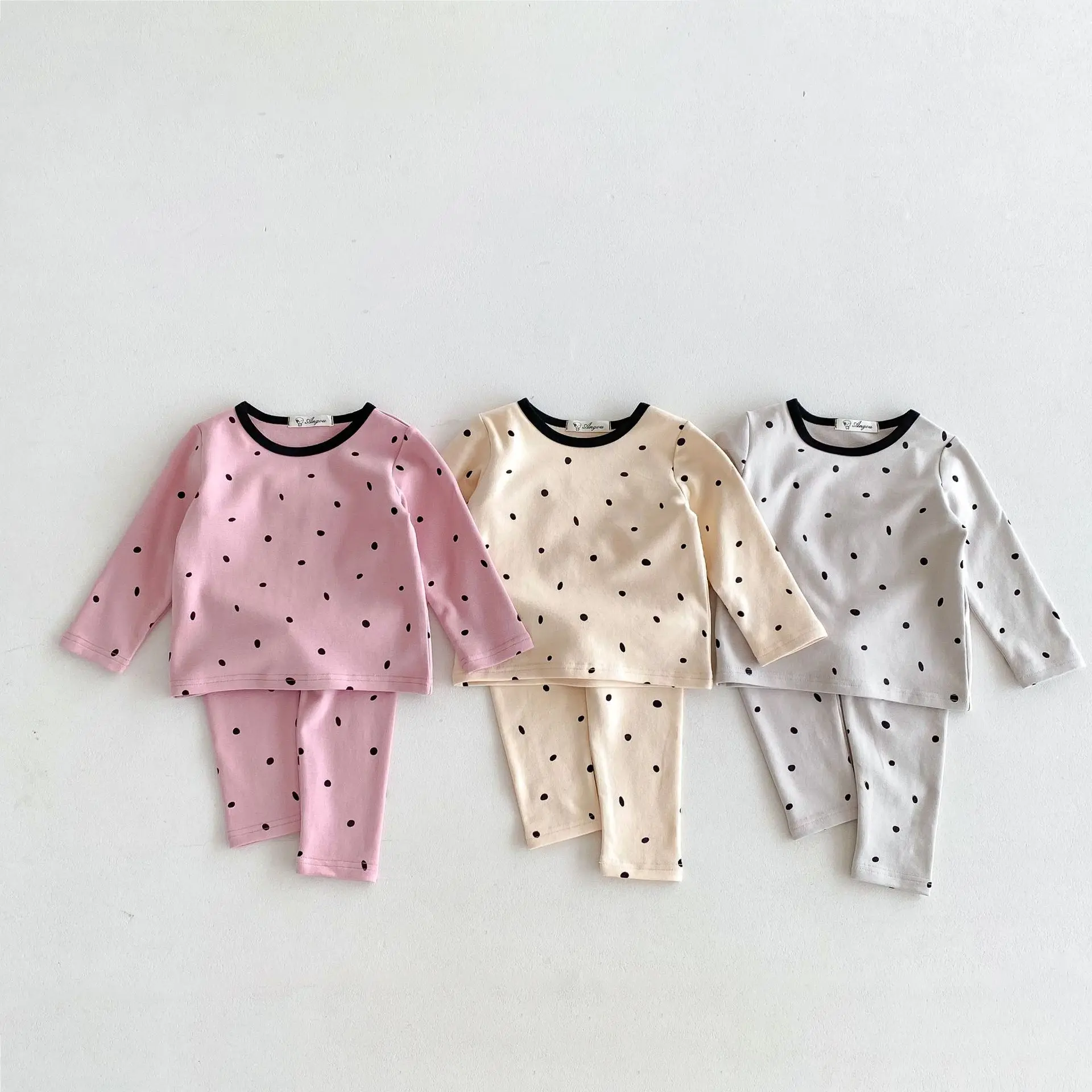 MILANCEL autunno 2024 pigiama per bambini vestito 1-6Y ragazzi a pois Home Wear Long Johns ragazze Sleep Wear 2 pezzi biancheria intima morbida per